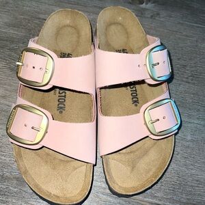 Birkenstock Arizona Big Buckle Suede Sandals Soft Pink Size 40